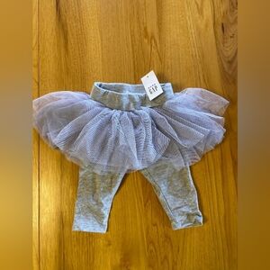 Baby Gap NWT Tulle Skirt 0-3 Months Leggings Light Grey Girls Tutu Newborn NEW